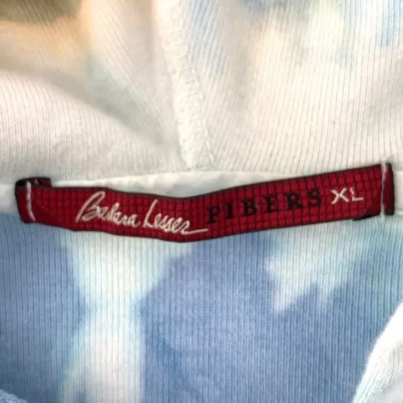 Barbara Lesser Fibers Tie Dye T Shirt Hoodie Low Zip Front XL - Picture 7 of 9